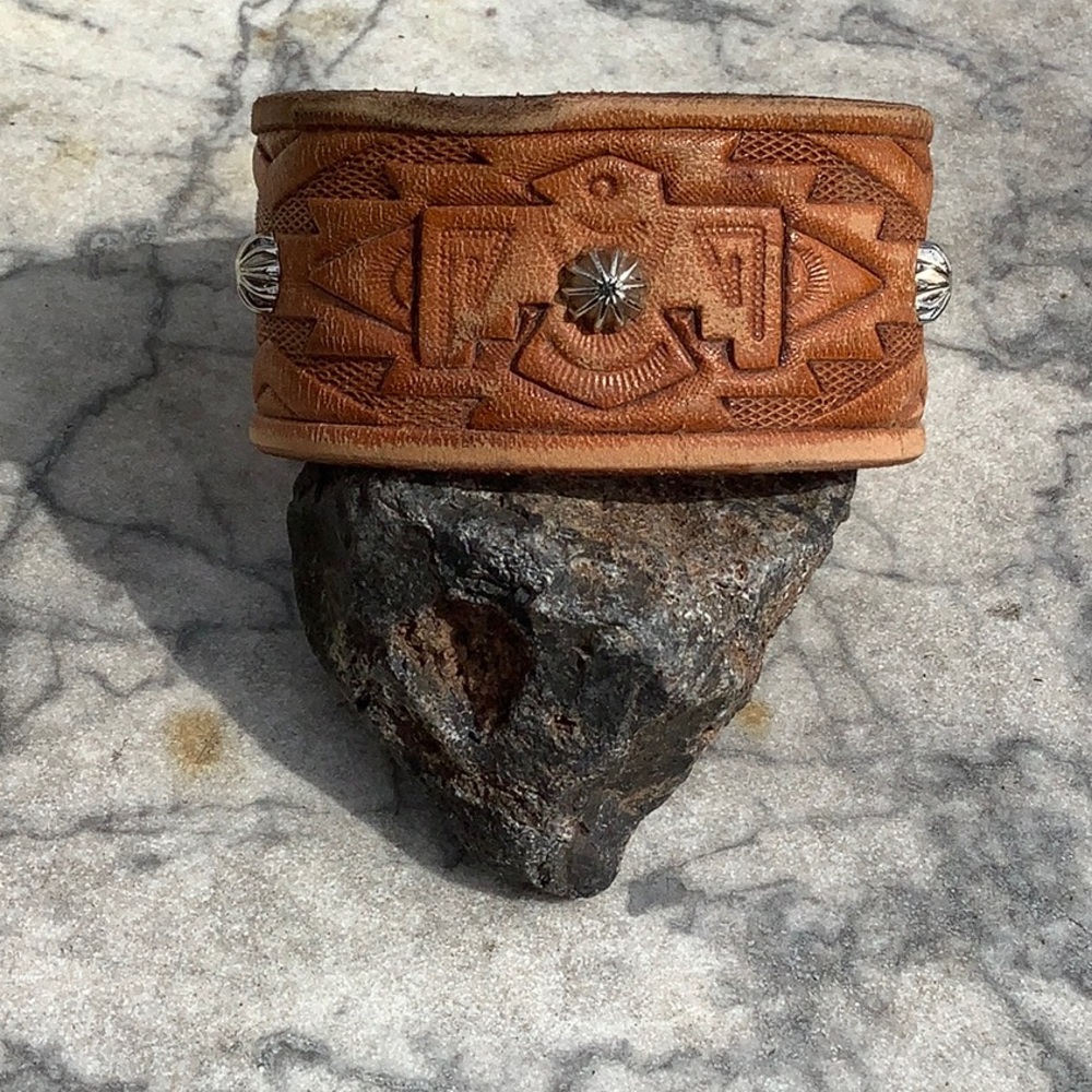 Tooled leather cuff, up to 7 1/4” wrist